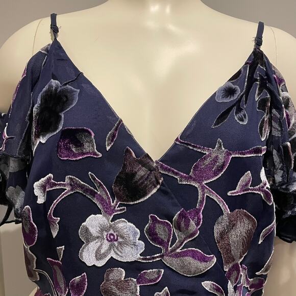 Chelsea28 Burnout Velvet Romantic Floral Dress – Size Large - Picture 5 of 16